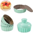 thumbnail image 1 of Tart Pan Removable Bottom Set, 4" Nonstick Mini Pie Pan For Baking, Quiche Bakeware Carbon Steel For Pies, Quiche, Cheese Cakes, Desserts, Included 6, 1 of 5