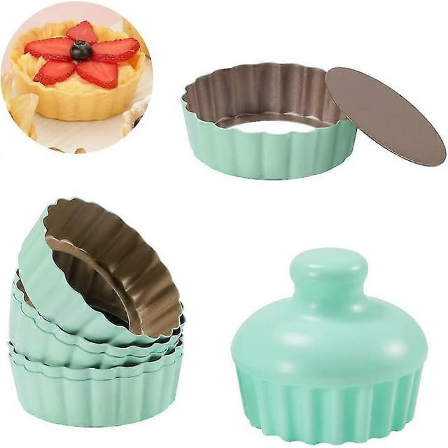 Tart Pan Removable Bottom Set, 4" Nonstick Mini Pie Pan For Baking, Quiche Bakeware Carbon Steel For Pies, Quiche, Cheese Cakes, Desserts, Included 6