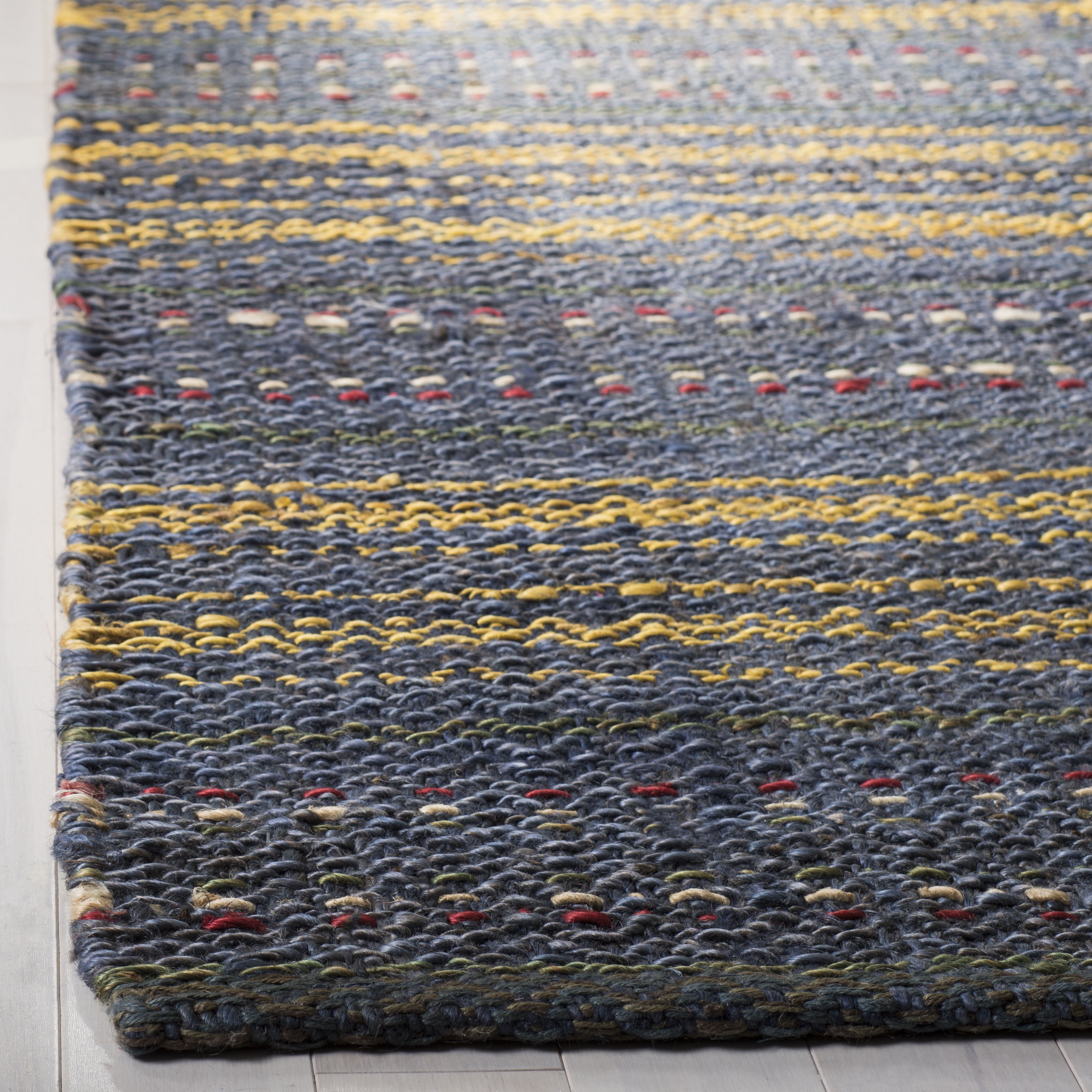 SAFAVIEH Natural Fiber Ombre Striped Jute Runner Rug, Blue/Gold, 2'6" x 8'