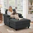 thumbnail image 3 of Lunale Accent Chair with Storage Ottoman & Adjustable Backrest, Chaise Lounge Chair Indoor with USB, Living Room Reading Armchair, Gray, 3 of 10