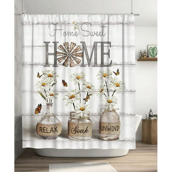 mvhsuoem Home Sweet Home Floral Shower Curtain, 72" x 72" Waterproof