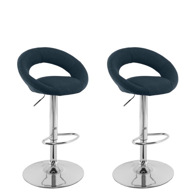 CorLiving Round Open Back Adjustable Fabric Barstool, set of 2