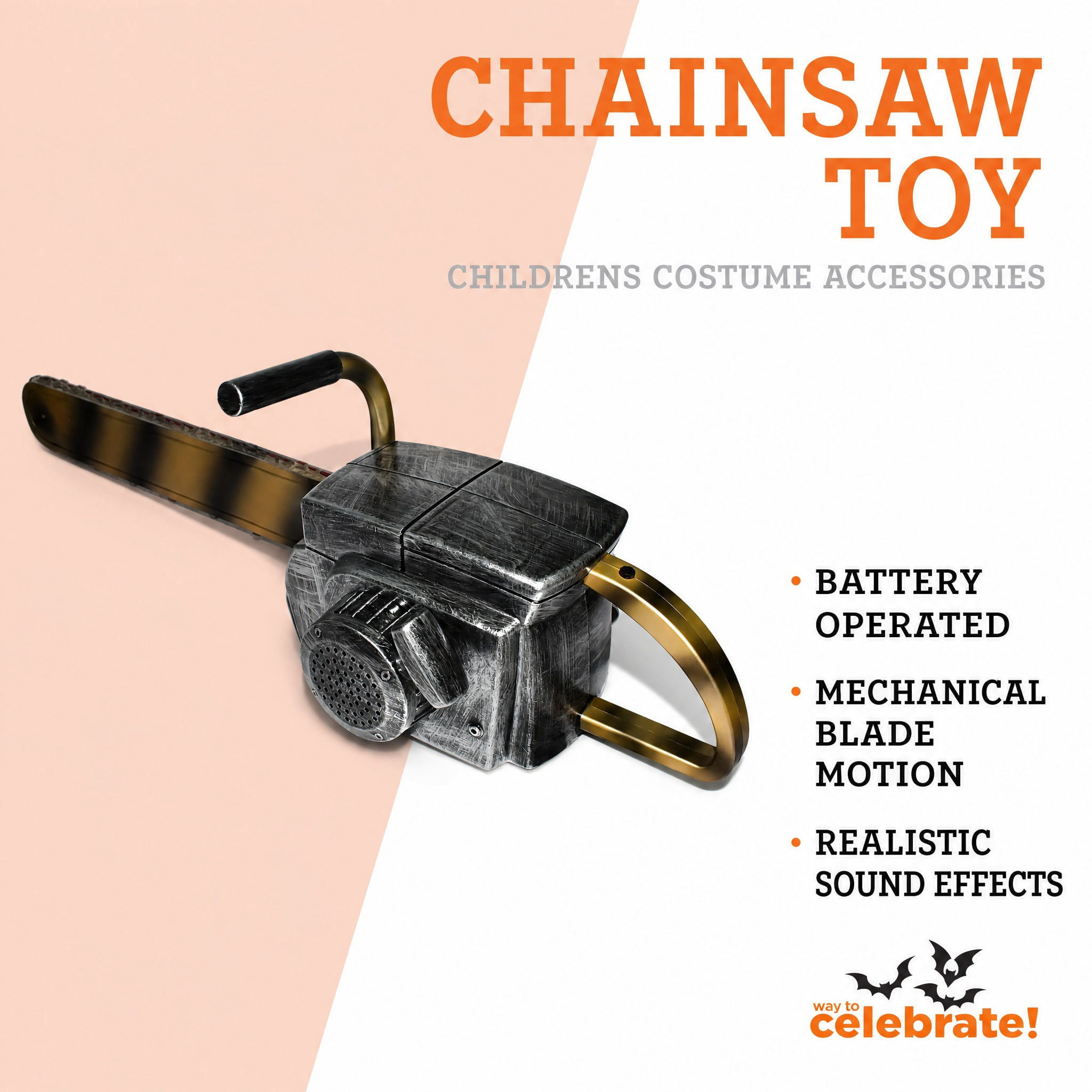 Battery-Operated Chainsaw Toy Costume Accessory for Children, Silver, Halloween by Way To Celebrate