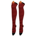 thumbnail image 5 of Eoperou 1 Pair Halloween Stockings Over The Knee Funny Cartoon Pumpkin Striped Contrast Color Soft Keep Warm High Elasticity Solid Color Winter Thigh Socks for Halloween Party, 5 of 8