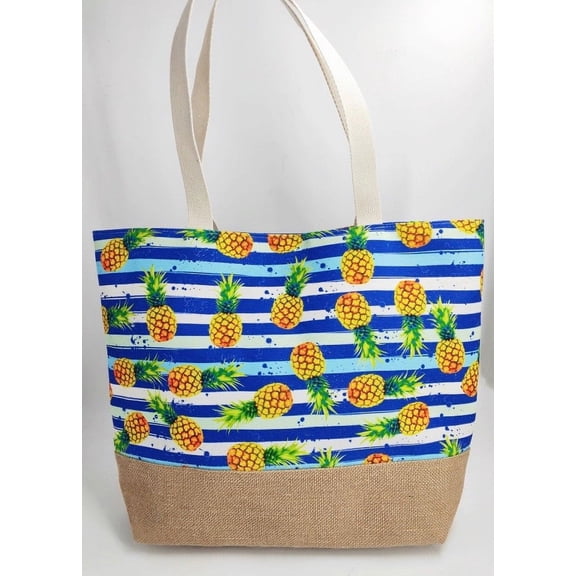 Pineapple Beach Tote Bag - 19 Inch x 15 Inch - Women Swim Pool Bag Large Tote