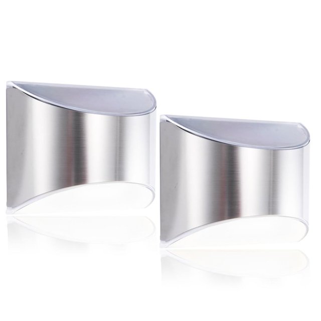 Inteprter Luz solar para jardín al aire libre, luz de paso de escalera, luz de pared de acero inoxidable IP65, luz de pared LED impermeable para valla, Iluminación y accesorios No.1 Inteprter HA027152-01