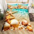 thumbnail image 2 of Erosebridal Marine Starfish Duvet Cover Queen, Coastal Beach Bedding Sets Queen Size, Seashell Decor, Reversible 3 Pieces（No Comforter）, 2 of 6