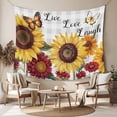 thumbnail image 2 of Sunflower Gray Check Large Tapestry for Bedroom Wall Hanging Tapestry, Farmhouse Flowers Butterfly Ceiling Backdrop Tapestries Poster Blanket Wall Decor for Teens Room Living Room Dorm 85" x 90", 2 of 8
