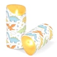 thumbnail image 3 of Cute Dinosaur Flameless Candles 2 PCS with Remote Realistic Moving Flame LED Tapered Pillar Set for Home Decor, 3 of 7
