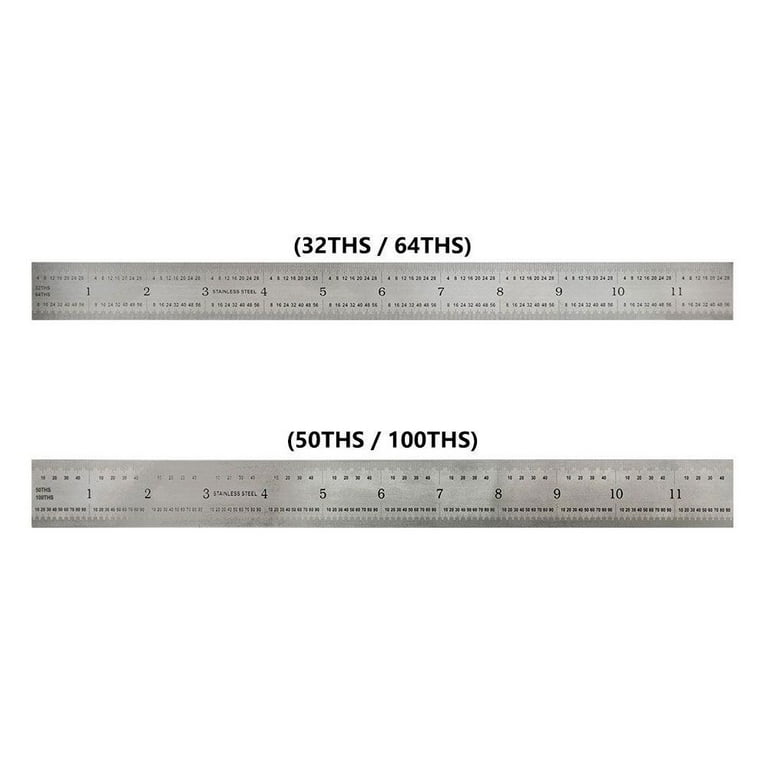 Big Horn 19587 12-Inch Precision 16R Rigid Stainless-Steel Ruler - (1/50  Inch, 1/100 Inch, 1/32 Inch, 1/64 Inch)