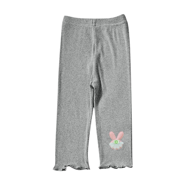 Odeerbi 1-7 Años Niñas Mallas de Punto de Canalé Con Ribete de Lechuga Mallas Elásticas Capris Pantalones de Verano Casual Cintura Elástica Pantimedias Recortadas