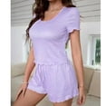 thumbnail image 7 of cfhntfmh Womens Short Sleeve Pajamas Set Casual Sleepwear Soft Pj Sets Crewneck Top and Shorts 2 Piece Loungewear for Summer, 7 of 7