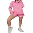 thumbnail image 2 of Women‘s Hoodie Shorts Set featuring Long Sleeve and Letters Print, 2 of 9