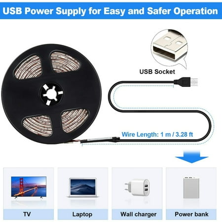 3528 Smd Rgb Usb Led Strip Lights Flexible Strip Lights For Home Lighting Kitchen Bed 44 Keys Remote Control Battery Is Not Included Walmart Canada