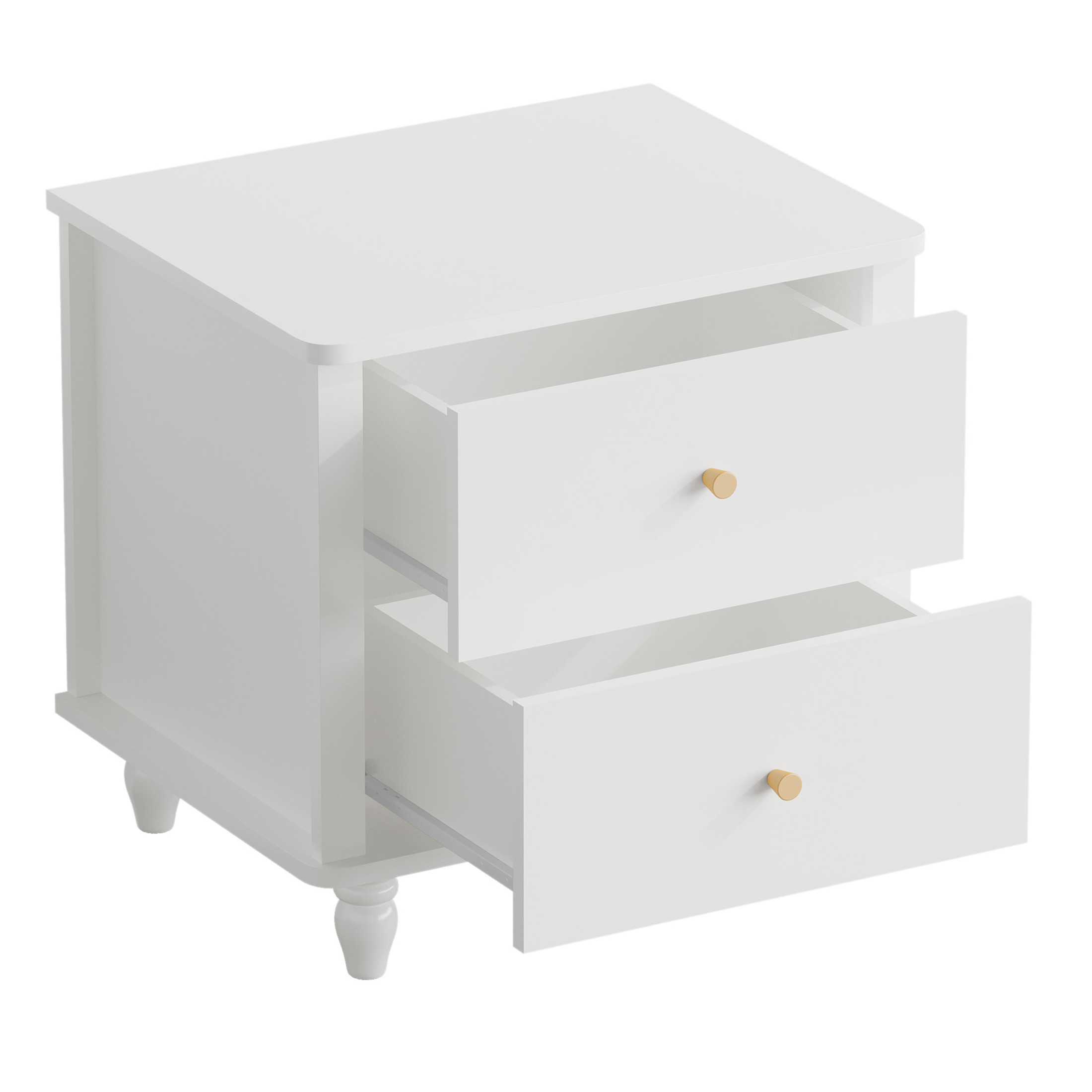 Noble House Reina Modern 2-Drawer Nightstand with Round Knobs, Small Bedside Cabinet End Table for Bedroom, White