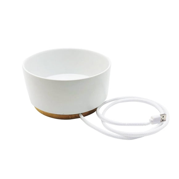 HLONK Pet Bowl Heated Water Bowl Food Grade Ceramic Bowl Intelligent 5V USB Heating Bowl Cat Constant Temperature Water Dispenser 1000ml Bowl