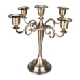 thumbnail image 2 of Candelabro de pilar, candelabro, 5 velas, aleación de Zinc, 5 brazos, candelabro para decoración central, comedor de eventos bronce, 2 of 9