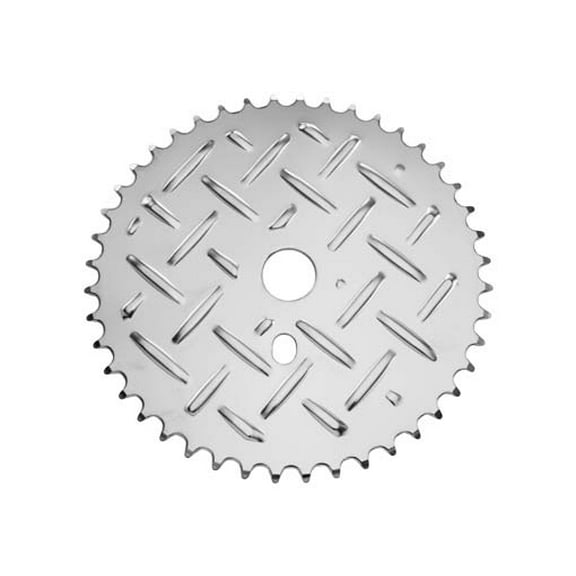 Alta Bicycle Steel Plate Sprocket/Chainring 44T, In Steel Bicycle Chrome .