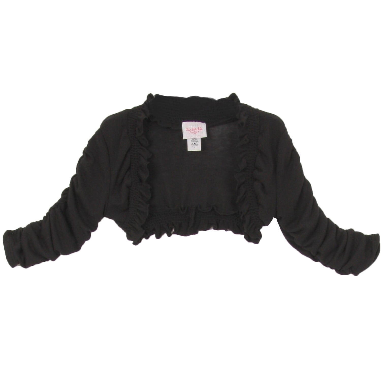 Little Girls Black Ruffled Ruched 