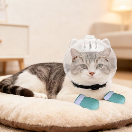 Pet Supplies Cat Muzzle Breathable Head Cover for Nail Cutting in Bathroom Ensuring Safe Grooming During Indoor Outdoor Sessions 5.43X5.35X2.56inch Green