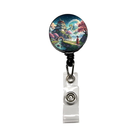Classic Japanese Anime Style Fantasy World Retractable Reel ID Badge Key Card Name Tag Holder with Clip