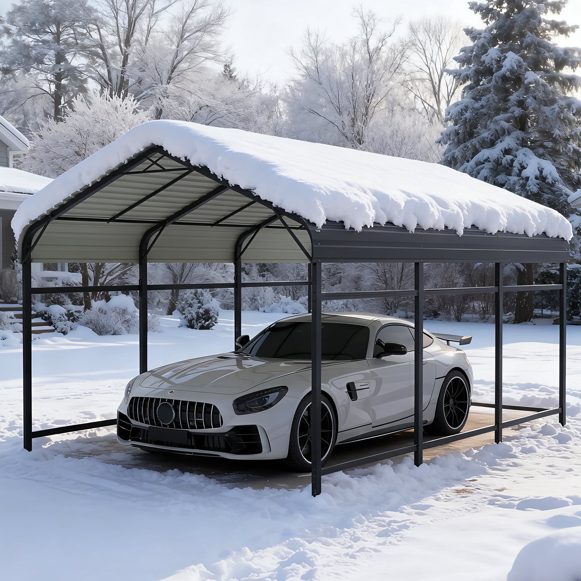Patiowell 10'x15' Outdoor metal Carport, Heavy-Duty Steel Structure with Enhanced Base, All-Weather Shelter for Cars, Trucks, Boats, Tractors & Outdoor Use