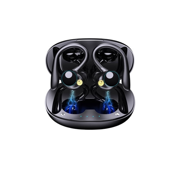Injueey Auriculares para juegos compatibles con Bluetooth 5,2, auriculares para viajar, trabajar, correr, ejercicio, auriculares inalámbricos, Cables de audio/vídeo