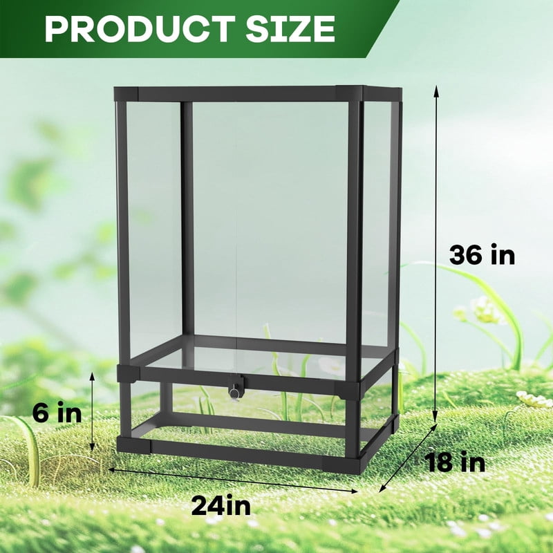 67 Gallon Reptile Tall Glass Terrarium, Tropical Vertical Habitat Reptile Tank with Double Hinge Door & Top Screen Ventilation, Easy Assembly