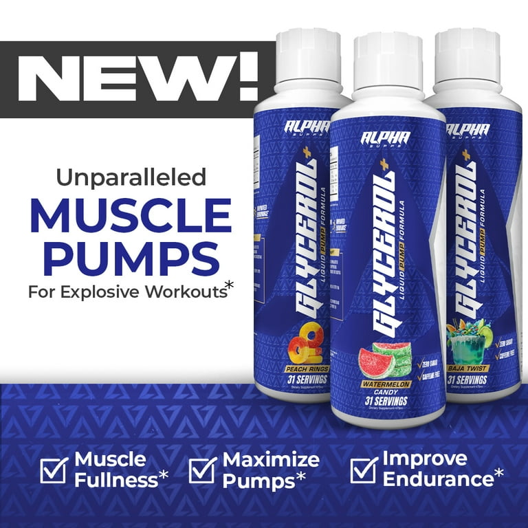 Glycerol+ Liquid Muscle Pump Formula - Stimulant-Free Liquid Glycerol and  Citrulline Supplement for Enhanced Hydration and Endurance (31 Servings,  Peach Rings)
