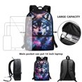 thumbnail image 4 of Jeiento Galaxy Wolf Backpack for Boys Bookbag and Lunch Box Set 17 Inch School Bag with Lunch Bag Pencil Case 3rd Grade Kindergarten Book Bag Adjustable Travel Daypack, 4 of 7