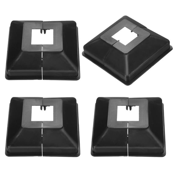 4 Pack Post Base Cover, 3.5x3.25 (Internal Size 1x1) Split Style Post Skirt, Porch Column Wrap for Post Fence Deck Cable Railing Baluster Stair Rails, Black