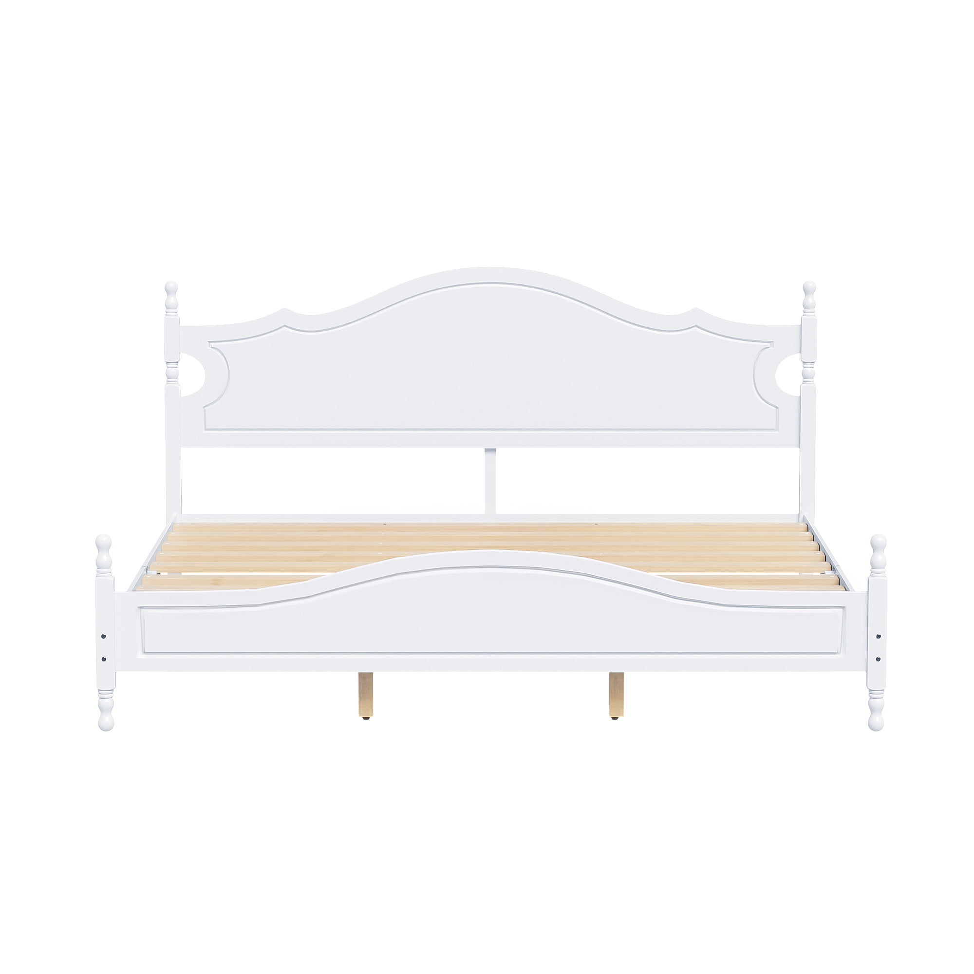 Euroco Wood King Size Platform Bed, White