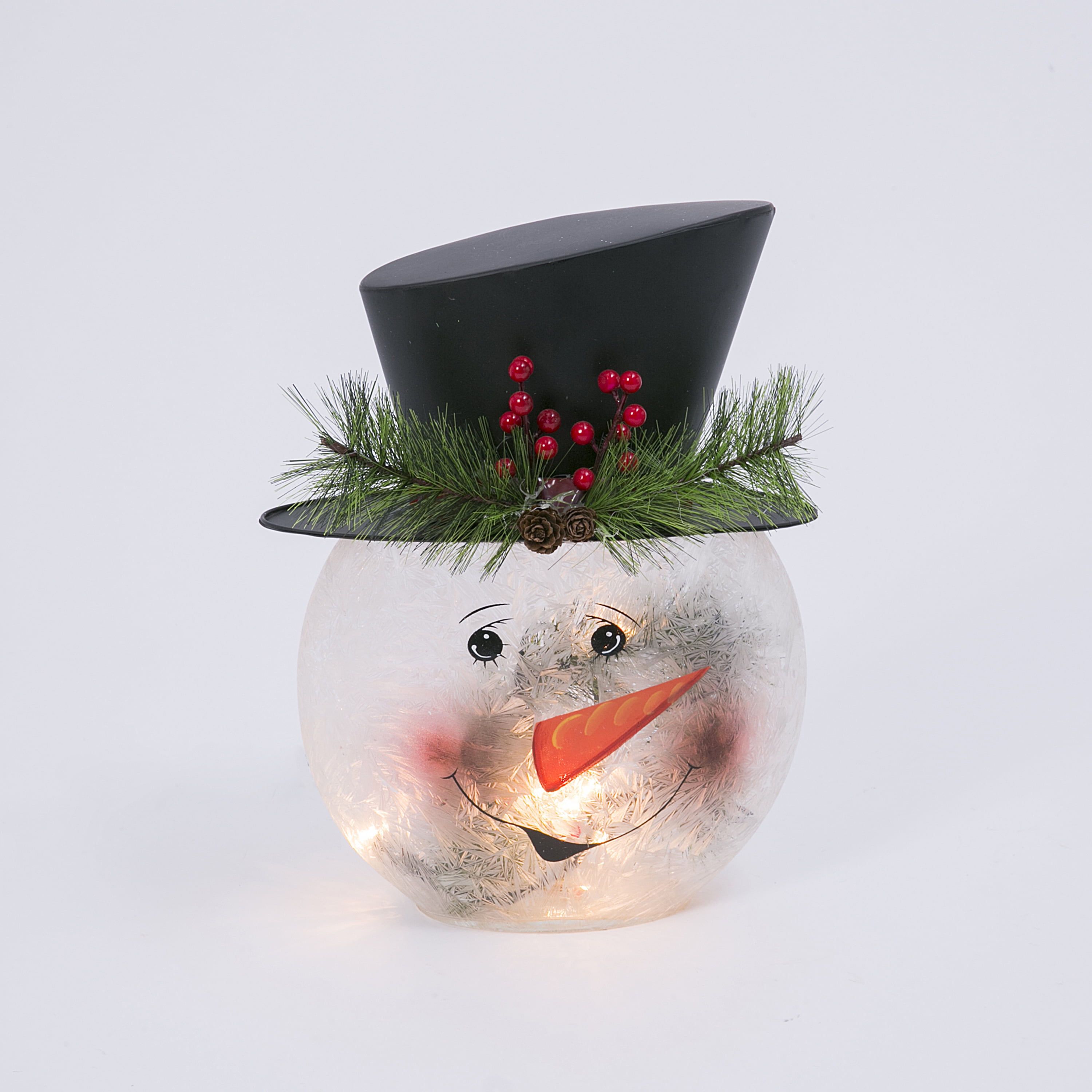 Gerson 11Inch High Electric Frosted Glass Snowman Head Lamp