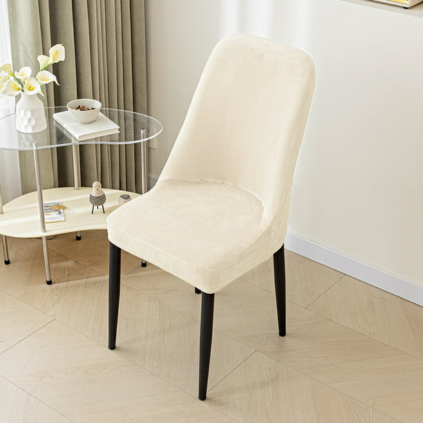 Nvzi Funda elástica de terciopelo para silla con respaldo alto, funda protectora reutilizable para comedor, banquete, decoración del hogar, etc. (2 piezas, beige)