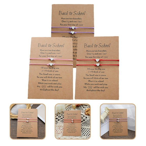 DEEPCRAFF 3Sets Small Adjustable Mother Daughter Bracelets Weaving Decorative Bracelet