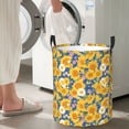 thumbnail image 6 of KLL Vintage White Yellow Sunflower Waterproof Foldable Laundry Hamper Bucket with Handles for Storage Bin,Kids Room,Home Organizer (Medium ), 6 of 7