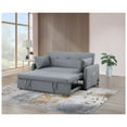 thumbnail image 6 of Radella 69" Gray Linen Fabric Conv.Sleeper Sofa w/USB+Pwr Sckts+Pckts+Pllws, 6 of 8