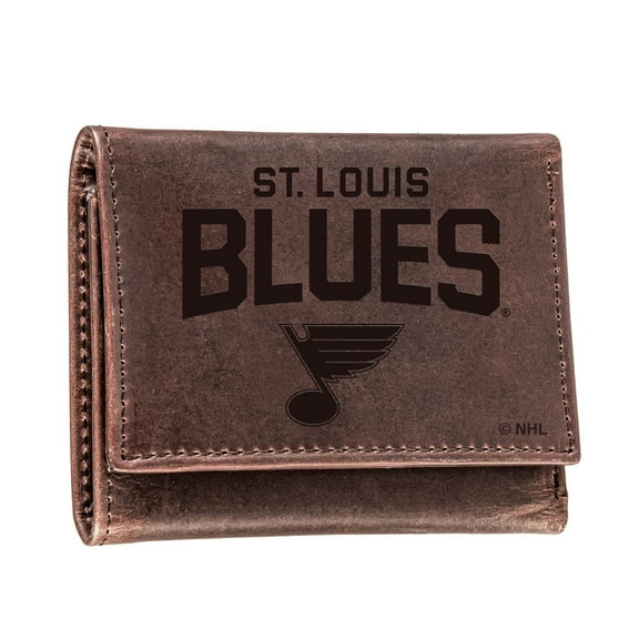 Brown St. Louis Blues Leather Tri-Fold Wallet