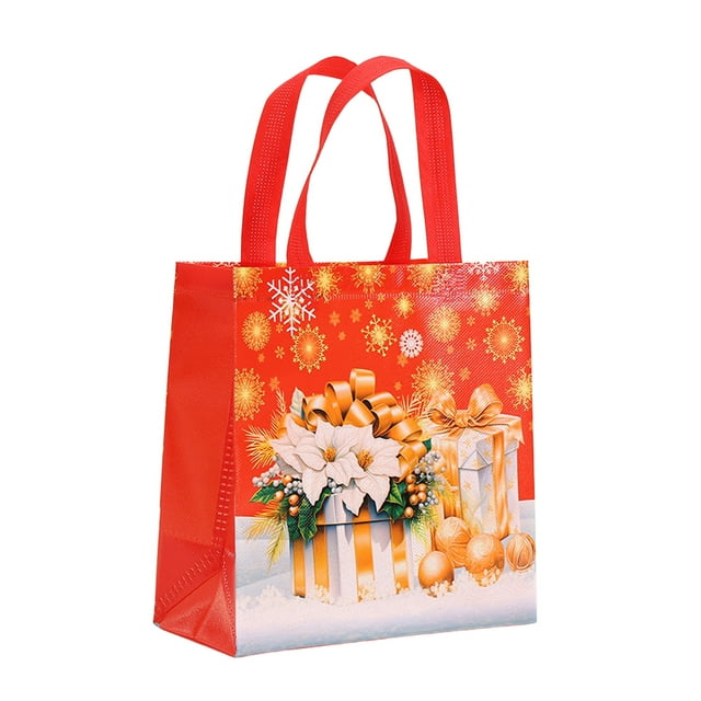 Adornos navideños, adornos navideños, regalos navideños. Bolso de mano negro navideño, bolsa de compras no tejida, regalo navideño, bolsa de embalaje para regalo. Bolsos no tejidos.
