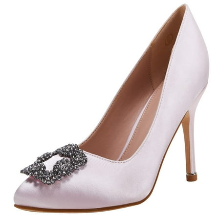 

Jeanewpole1 Women s Stiletto High Heel Pumps Classic Party Wedding Pointed Toe Pump Shoes with Jewel Buckle