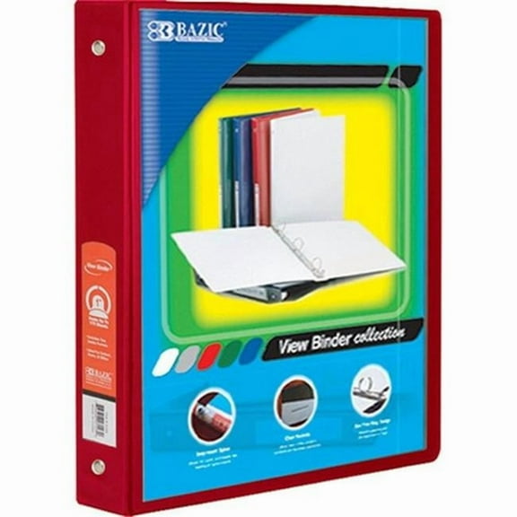 Bazic    BAZIC 1.5'' Red 3-Ring View Binder w/2-Pockets  Case of 12
