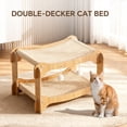 thumbnail image 3 of Double-Decker Cat Bed with Sisal Mat, 2-Tier Wooden Cat Scratcher Lounge with Hanging Balls, Elevated Cat Hammock for Indoor Cats, Multi-Level Cat Furniture for Kittens & Large Cats, 3 of 12