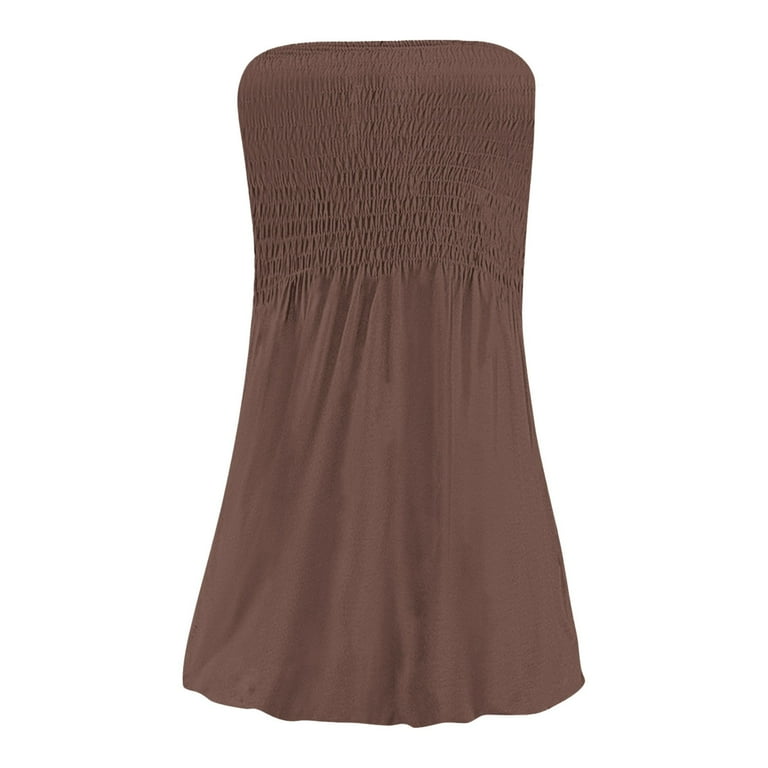 brown tube dress mini Brown Strapless Mini Dress - Drop Waist Dress