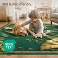 thumbnail image 4 of ODIKA 9'x12' Washable Area Rug Palm Leaf Botanical Chinoiserie Garden With Tropical Trellis Border for Great Room, Indoor Concept, Large Living Low Pile, Flatwoven, 4 of 7