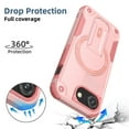 thumbnail image 4 of Rugged Case for iPhone 16e Compatible with Mag-Safe, Heavy Duty Shockproof Magnetic Cover with Kickstand and Lanyard, Drop-Proof Military-Grade Protection Case for iPhone 16e, Pink, 4 of 9