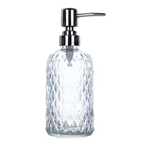ACDANC Soap Dispenser,Clear Glass Hand Wash Soap Dispenser for Bathroom with Stainless Steel Pump,Decorative Liquid Bottle for Kitchen
