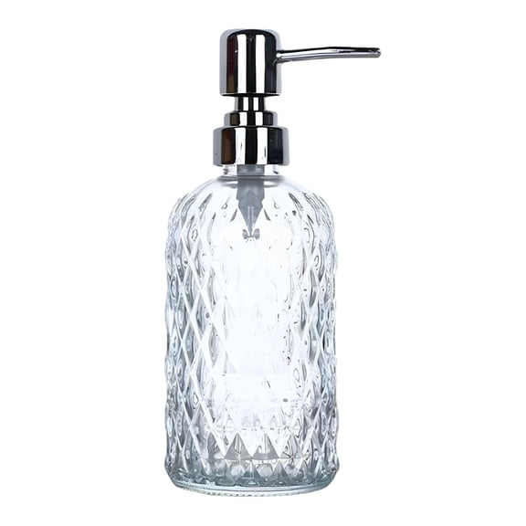 ACDANC Soap Dispenser,Clear Glass Hand Wash Soap Dispenser for Bathroom with Stainless Steel Pump,Decorative Liquid Bottle for Kitchen