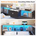 thumbnail image 5 of Queen Size Corner Bed Frame with Storage Bookcase,Queen Daybed with Charging Station and Led Lights,Metal Platform Bed Frame with Storage Drawers Underneath for Living Room,Bedroom & Guest Room,Gray, 5 of 8