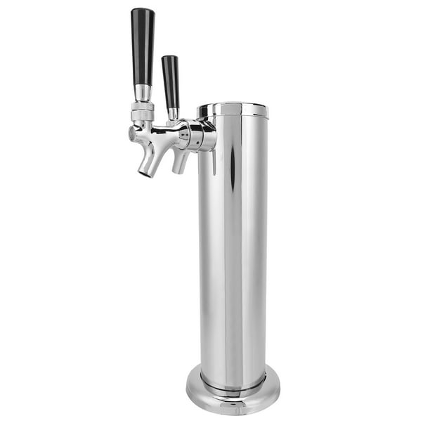 Draft Beer Tower,Stainless Steel Cylinder Draft Double Faucet Beer