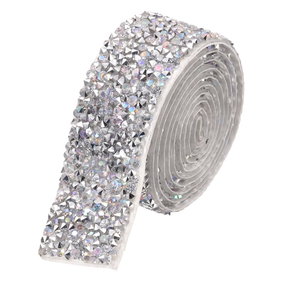 Crystal Rhinestone Ribbon Roll, 1 Yard x 3/5 Inch Self-Adhesive Rhinestone Strips Silver Pink